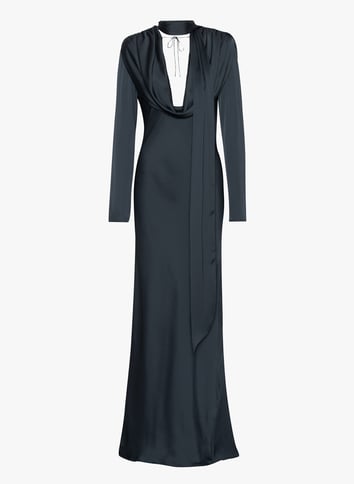 Long cowl neck maxi dress with scarf ROTATE Blue